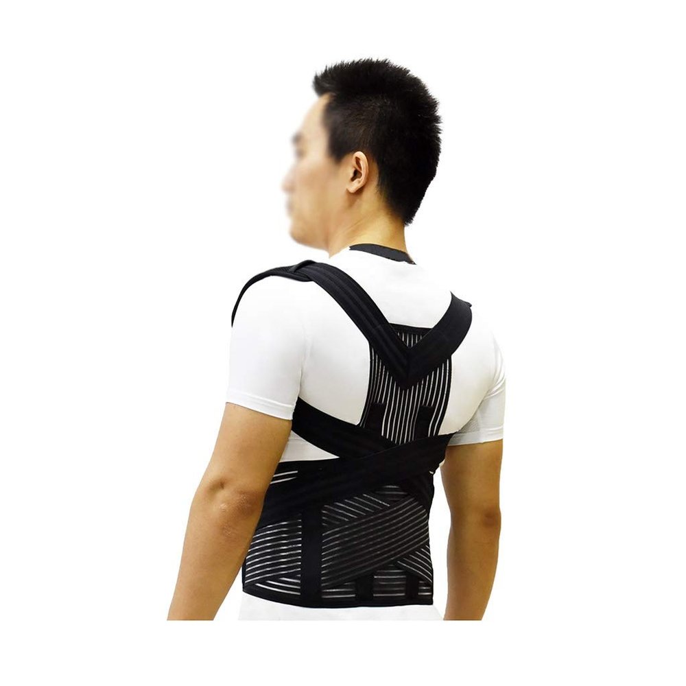 CAZARU Posture corrector Fish Ribbon Fabric Comfortable Skin Y-Shaped Shoulder Design for Adults/Children (Black) (Size : XL)