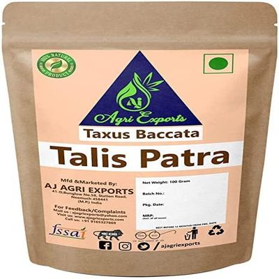 CROV AJ AGRI EXPORTS Talispatra - Talis Patra - Abies Webbiana - Talishpatra - Thuna - Birmi - Yew - Sthauneya - Talis Pattar - Talish Patra - Taxus Baccata - Indian Silver Fir -   (100Gram)