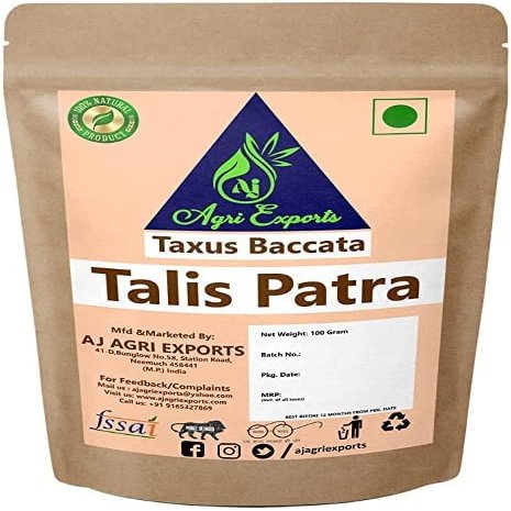 CROV AJ AGRI EXPORTS Talispatra - Talis Patra - Abies Webbiana - Talishpatra - Thuna - Birmi - Yew - Sthauneya - Talis Pattar - Talish Patra - Taxus Baccata - Indian Silver Fir -   (100Gram)