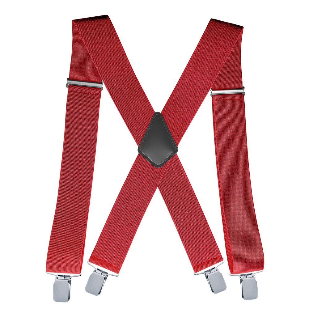 Men's Braces with 4 Hook-Clips for Trousers, Vintage Suspenders Braces for Men Heavy Duty Adjustable Elastic X Shape (I)