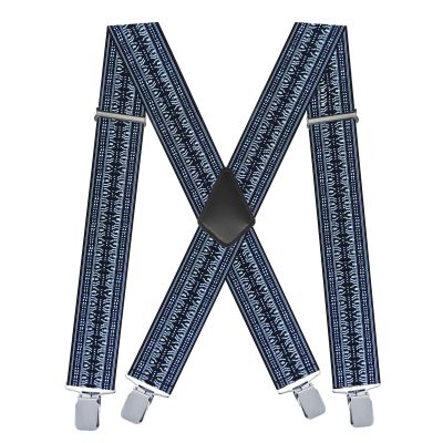 Men's Braces with 4 Hook-Clips for Trousers, Vintage Suspenders Braces for Men Heavy Duty Adjustable Elastic X Shape (L)