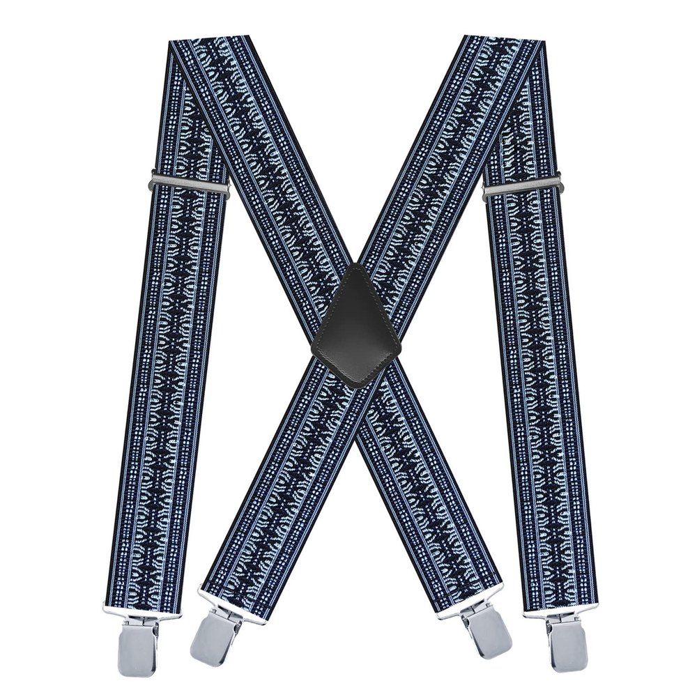 Men's Braces with 4 Hook-Clips for Trousers, Vintage Suspenders Braces for Men Heavy Duty Adjustable Elastic X Shape (L)