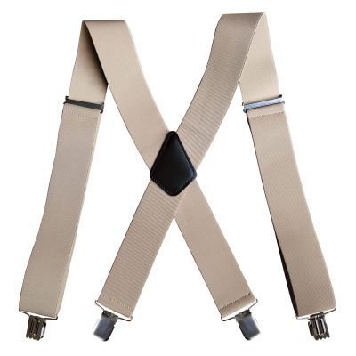 Men's Braces with 4 Hook-Clips for Trousers, Vintage Suspenders Braces for Men Heavy Duty Adjustable Elastic X Shape (H)
