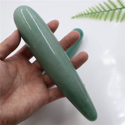 18cm Natural Green Crystal Wand Hand Carved Massage Stick Crystal Gemstone Yoni Wand,18-3cm