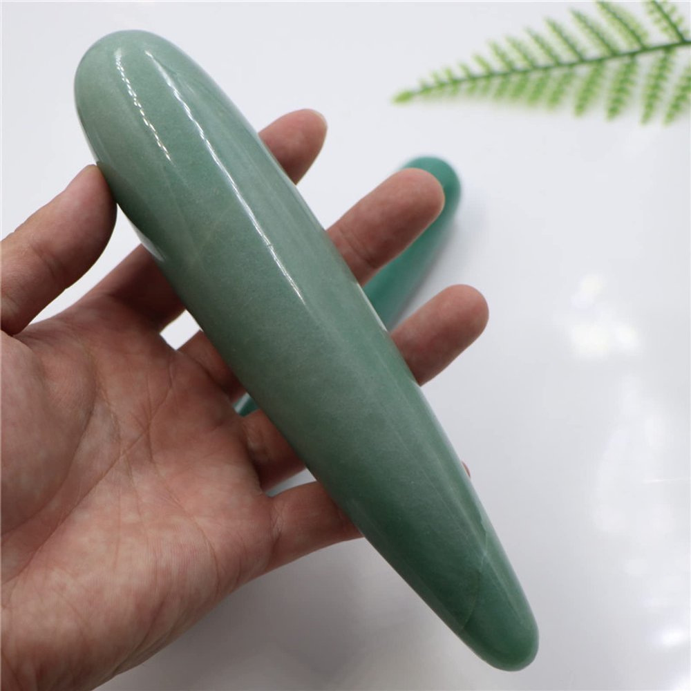 18cm Natural Green Crystal Wand Hand Carved Massage Stick Crystal Gemstone Yoni Wand,18-3cm
