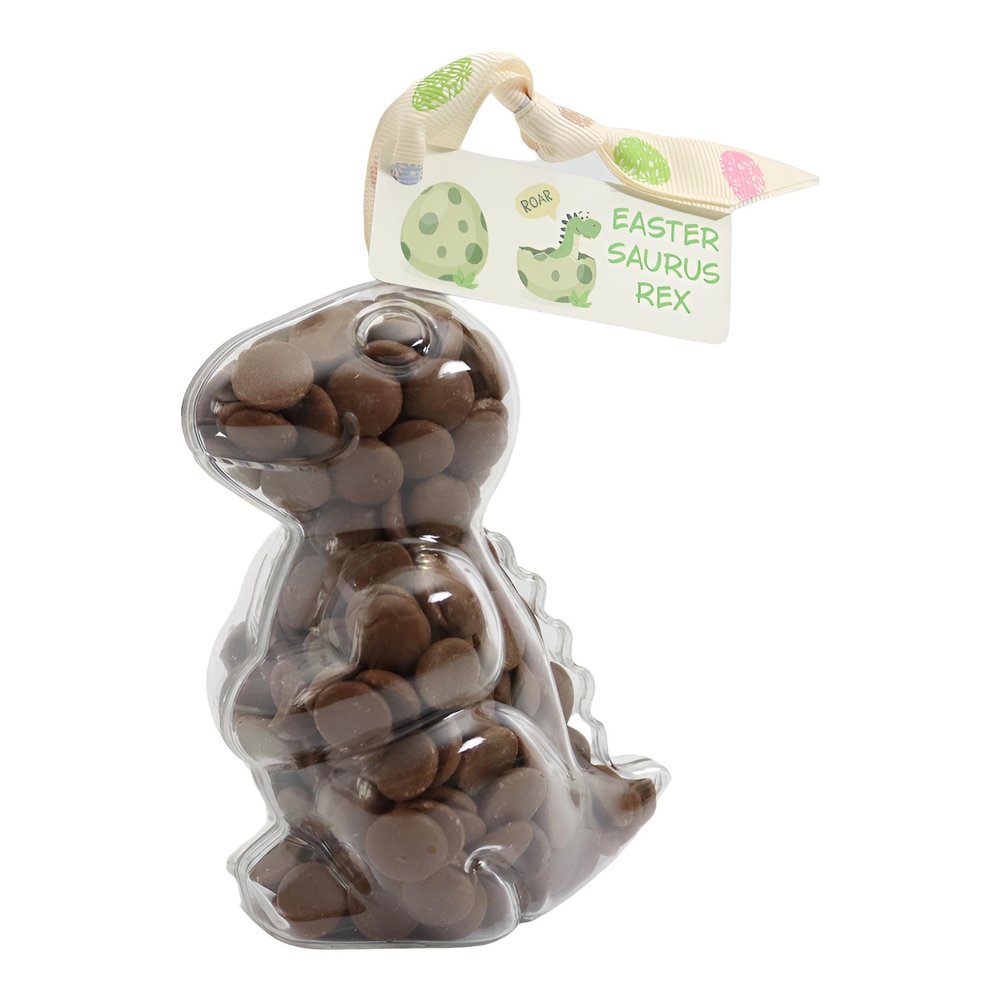 ButtonChocs Easter Chocolate Dinosaur - Easter Saurus Rex. Belgian Milk Chocolate Easter Gift.