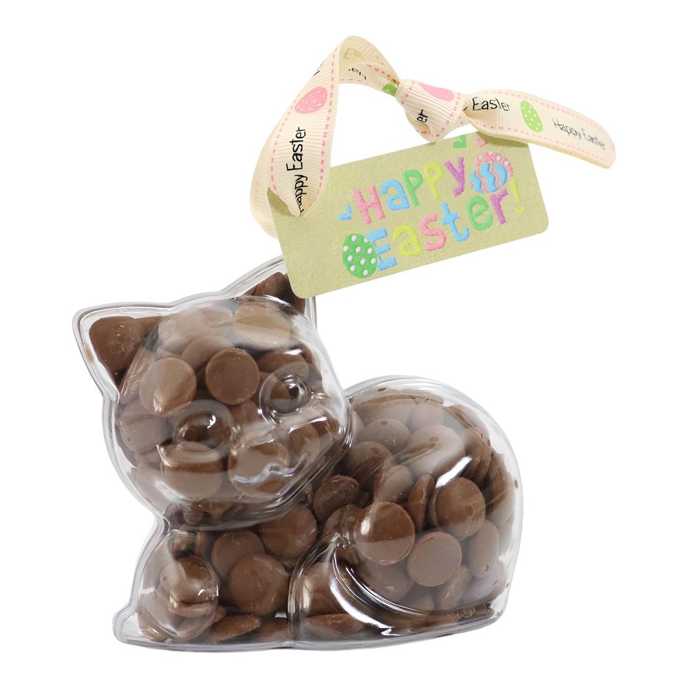 ButtonChocs Easter Chocolate Kitten. Belgian Milk Chocolate Easter Gift.