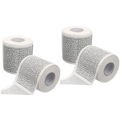STOBAZA 4 Rolls Maze Printing Toilet Paper Roll Supple Tissue Paper for Bathroom Novelty Napkins