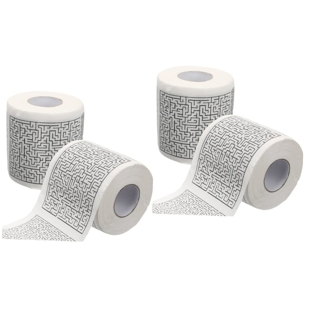 STOBAZA 4 Rolls Maze Printing Toilet Paper Roll Supple Tissue Paper for Bathroom Novelty Napkins