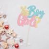 1Pc Happy Easter Boy or Girl Cake Topper Blue Pink Glitter Rabbit Bunny Gender Reveal Cake Food Pick Bunny Cake Decorations for Happy Easter Themed Baby Shower Kids Birthday Party Supplies view 4