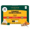 VAHDAM, Turmeric Ashwagandha Herbal Tea Bags (30 Count) Caffeine Free, Non GMO, Gluten Free | 100% Pure Herbal Blend - Sweet & Earthy | Individually Wrapped Pyramid Tea Bags | Direct from Source view 1