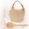 KELUNIS Handmade White Pine Sauna Bucket, 1 Gallon / 4 Liter Wooden Hot Tub Barrel Natural Sauna Spa Accessory with Wooden Bucket Ladle for Home Sauna & SPA view 1