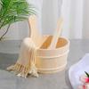 KELUNIS Sauna Wooden Bucket, Finnish Pine Wood Handmade Sauna Bucket Sauna Spa Accessory Rattan Reinforce with Wooden Bucket Ladle for Home Sauna Spa Sauna Steam Room view 4