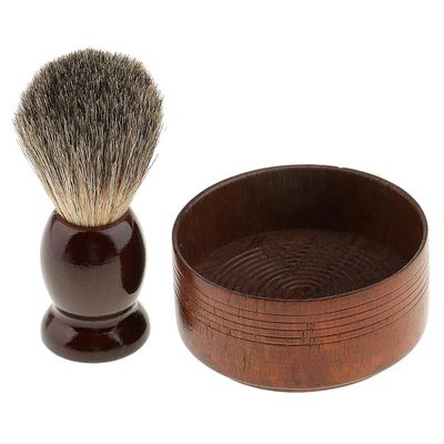 barenx Wooden Men Shaving Brush with Shaving Cup Bowl Barber Beard