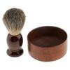 barenx Wooden Men Shaving Brush with Shaving Cup Bowl Barber Beard view 1