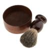 barenx Wooden Men Shaving Brush with Shaving Cup Bowl Barber Beard view 2