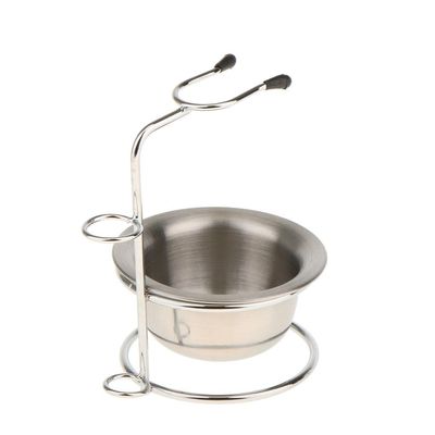 barenx Stainless Steel Shave Brush Stand Holder & Soap Bowl Mug Set
