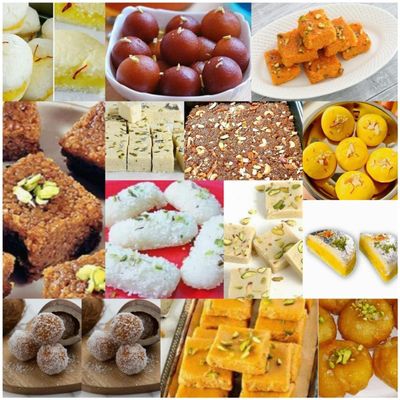 Two Different Types Of Delicious Indian Traditional Sweets Raksha Bandhan,Marriage,Diwali,Holi,Ganesh Chaturthi Festival Treat For Family & Friends (2  375g Each) (Brown Peda & Motichoor Laddu)