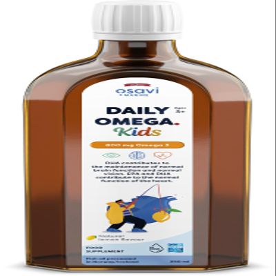 Osavi Daily Omega Kids 800 mg Omega3  250 ml | Natural Lemon Flavor | Sustainable Fish Oil from Norway with DHA & EPA for Brain, Heart & Vision Support | Highly Absorbable, KidsFriendly