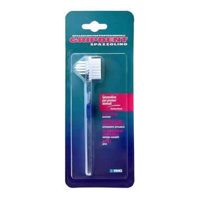 Gripdent Dental Denture Toothbrush - Denture Cleaning and Hygiene Toothbrush - Suitable for: Dentures, Orthodontic Appliances, Bites and Invisible Aligners