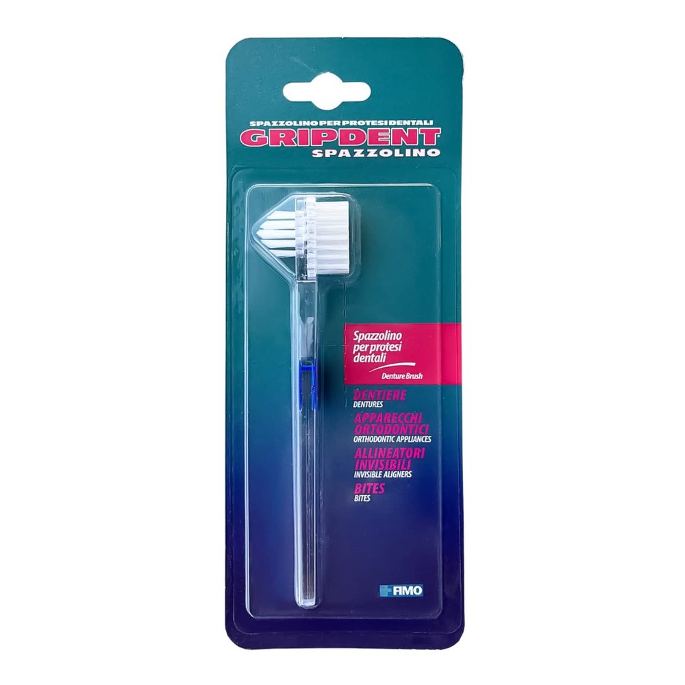 Gripdent Dental Denture Toothbrush - Denture Cleaning and Hygiene Toothbrush - Suitable for: Dentures, Orthodontic Appliances, Bites and Invisible Aligners