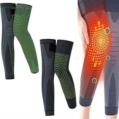2 Pairs Tourmaline Acupressure Self-Heating Shaping Knee Sleeve Mugwort Acupressure Shaping Knee Pads 3D High Elastic Knee Brace Support Compression Sleeve For Men Women ( Color : Green+Black , Size :