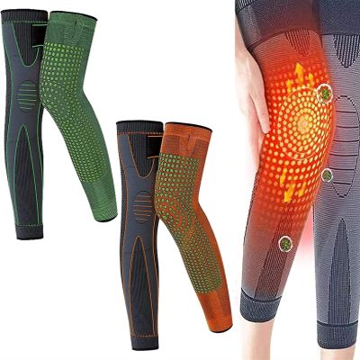 2 Pairs Tourmaline Acupressure Self-Heating Shaping Knee Sleeve Mugwort Acupressure Shaping Knee Pads 3D High Elastic Knee Brace Support Compression Sleeve For Men Women ( Color : Orange+Green , Size