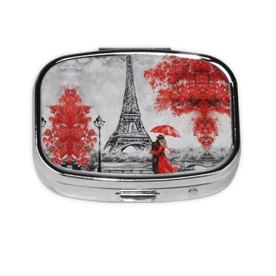 Tower Paris Painting Square Pill Box, Pill Dispenser Box Cod Liver Oil Box Vitamin Pill Box