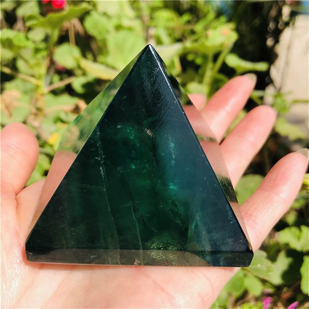 JUKUCKV 6cm Natural Green Fluorite Pyramid Crystal Energy Point Meditation Wand Decoration Natural Stones and Minerals Spiritual support