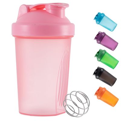 DDSHUN Shaker Bottle For Protein Powder Mixed Plastic Workout Water Bottle 400 ml with Mixball Non-Leak Cap Shaker Cups for Fitness Sports Gym Supplement Drinks Bottles (Pink)