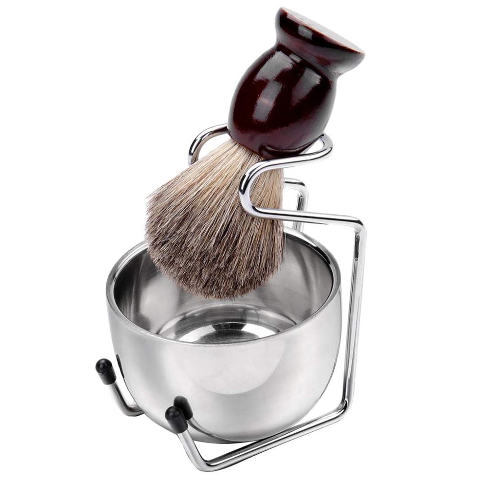 Jojomis Beard Mustache Brush Beard Brush Men's Facial Tool And Holder