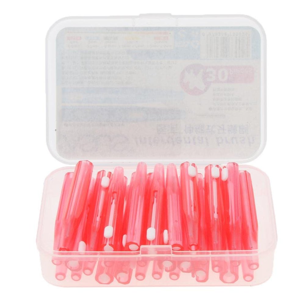 Jojomis 30 Pieces Interdental Brush Toothpick Floss Flosser Teeth Clean Oral Care Set - Red, 5cm