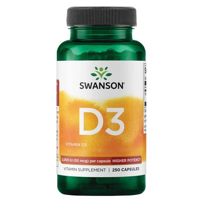 Swanson, Vitamin D3 50mcg (2000 IU), Depot, 1 Capsule Every 2 Days, 250 Capsules, Highly Dosed, Soy Free, Gluten Free, GMO Free