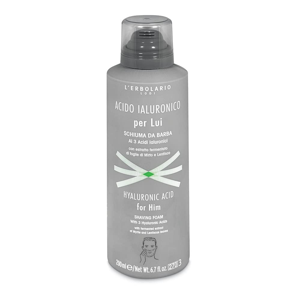 L'erbolario Hyaluronic Acid for Him Foam from Beard Ai Three Hyaluronic Acids with Extract from Lactofermented of Leaves of Myrtle and Mastic 200 ML