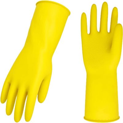 Aspect Duzzit Household Gloves, Dishwashing gloves, Extra Thickness, Long Sleeves, Kitchen Cleaning, Working, Painting, Gardening, Pet Care - Natural Rubber Latex Gloves 3 Packs (6 Pairs) (M)