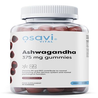 Osavi Ashwagandha 375 mg | Stress & Energy Balance | Cherry-Flavored Gummies with Ashwagandha, B6 & B12 for Relaxation, Mental Wellbeing & Fatigue Relief | 60 Vegan Gummies