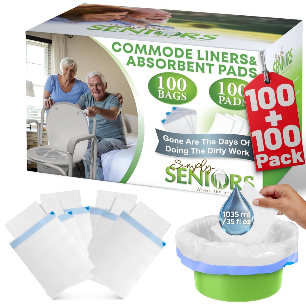 100 Commode Liners with Abosrobent Pads