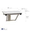 18" x 15" Phenolic White 3 Slats Folding Wall Mount Shower Seat Bench, ADA Compliant view 2