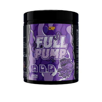 CNP Professional Full Pump, Strong Stim Free Energy and Muscle Pumps Pre-Workout, 20/40 Servings, 300g, 4 Flavours Available (Grape Kola Kraken)