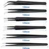 6-Piece Professional Stainless Steel Tweezer Set - Precision Eyebrow & Facial Hair Removal Kit for Women and Men, Black Slant-Tip Plucking Tweezers with Case view 2