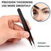 6-Piece Professional Stainless Steel Tweezer Set - Precision Eyebrow & Facial Hair Removal Kit for Women and Men, Black Slant-Tip Plucking Tweezers with Case view 3