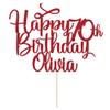 Cake Topper Personalised Cake Topper Happy Birthday Cake Toppers Birthday Cake Toppers Cake Decorations for Any Name Any Age 1st 13th 16th 18th 21st 30th 40th 50th 60th 70th(Red) view 1