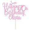 Cake Topper Personalised Cake Topper Happy Birthday Cake Toppers Birthday Cake Toppers Cake Decorations for Any Name Any Age 1st 13th 16th 18th 21st 30th 40th 50th 60th 70th(Baby Pink) view 1