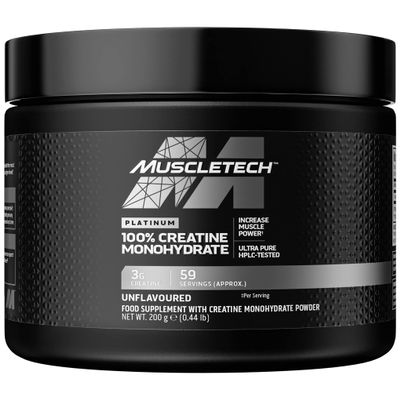MuscleTech Platinum 100% Creatine Monohydrate Powder, Pure Creatine, Workout Supplement For Men & Women, 59 Servings, 200g, Unflavoured