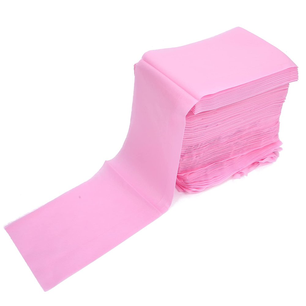 100pcs Disposable Spa Bed Sheets, Soft Non Woven Bed Cover Beauty Salon Massage Table Sheet Protector with Hole 80 X 180cm (Pink)