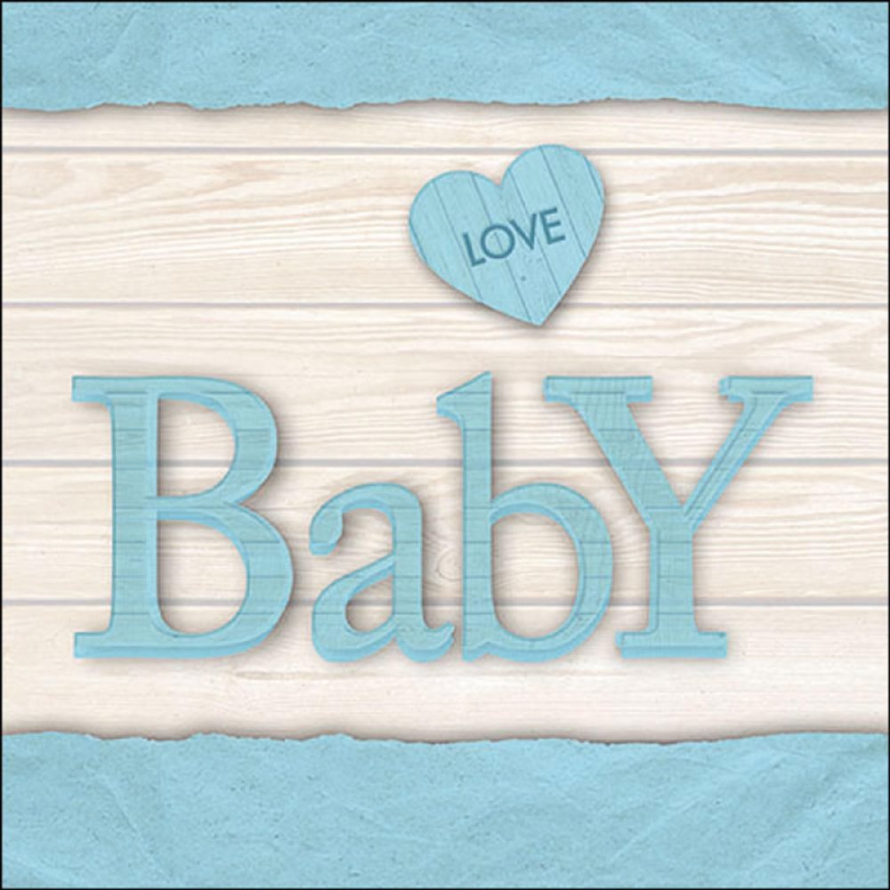 20 Napkins Baby on Wood Blue | Birth | Baby Shower | Christening | Table Decoration | Decoupage | Napkin Technology 33 x 33 cm