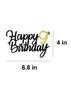 Happy 9th Birthday Cake Toppers Glitter 9th Anniversary Cake Topper 9 Years Loved Bday Decorations 9 Gold Birthday Cake Decorations Nine Party Supplies for Women Men(Black Gold) view 2
