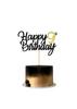 Happy 9th Birthday Cake Toppers Glitter 9th Anniversary Cake Topper 9 Years Loved Bday Decorations 9 Gold Birthday Cake Decorations Nine Party Supplies for Women Men(Black Gold) view 3