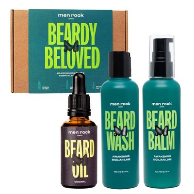 Men Rock Lime Beard Grooming Kit for Men  Awakening Beard Care Kit with Beard Balm, Beard Shampoo & Beard Oil  Nourishing Beard Conditioner, Beard Moisturiser & Beard Softener for Mens Beard
