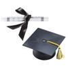 Plastic Graduation Cap Cake Topper with Large Paper Diploma Cake Topper (Black) view 1